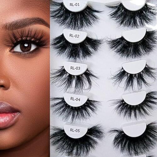 Handmade 5D Thick Curl 25mm Real Mink False Eyelashes With Tray Only