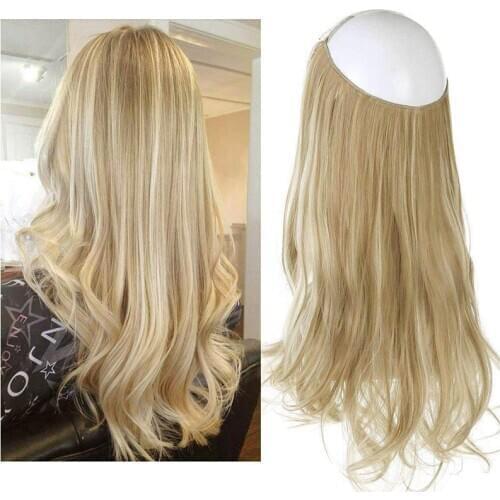 Invisible Wire Hair Extensions 22'' 24'' Secret Headband No Clip Easy Invisible Wire Hair Pieces for Women Straight Curly Wavy