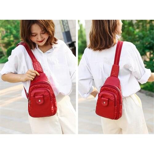 New Fashion Washed leather Women Bag High Quality Light Waterproof Crossbody Bags For Women 2019 Travel Casual Small Chest Bag