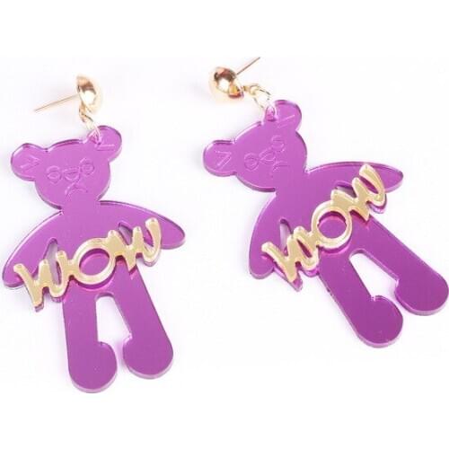 New Arrival WOW Little Bears Earrings For Women Fashion Gold Color Specular Acrylic Drop Earrings 2019 Fashion Jewelry E19048