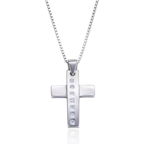 YJAD001664 New Simple Slightly Accessories Set Zircon Ornament Collarbone Chain Lady Jewelry S925 Sterling Silver Cross Pendant