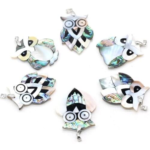 Charm Natural Freshwater Shell Pendant Hand-carved Cute Exquisite Owl for Jewelry Making Supplies DIY Necklace Accessories Gifts