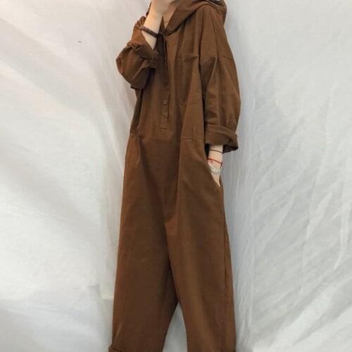 Autumn 2021 hooded frock body Jumpsuit womens loose size casual versatile Jumpsuit style 2021015