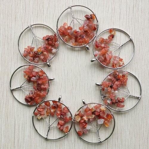 Wholesale 12pcs/lot fashion natural red onyx Tree of life handmade wire wrapped Pendants 50mm for jewelry marking free shipping