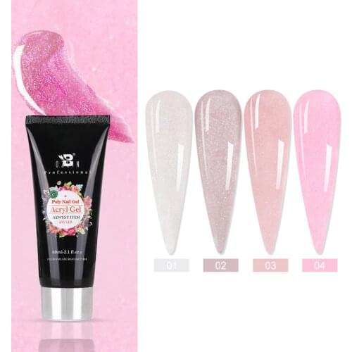 BOZLIN Poly Extension Semi Permanent UV Builder Gel 60ML Shiny Glitter Sequin Gel Nail Polish Soak Off Nail Art Gel Polish