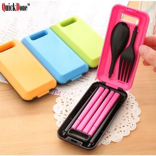 QuickDone Portable Travel Cutlery Child Adult Picnic Fork Kids Tableware Children Dinnerware Gift For Kid CKC1567