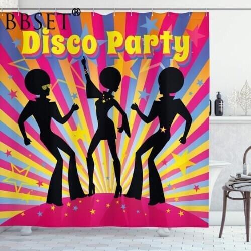 70s Party Shower Curtain Dancing People Pattern Bathroom Curtain Polyester Bath Screen Waterproof Mildewproof Cortina De Bano