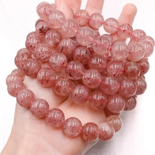 Natural A Russian strawberry quartz Round Loose Bead stone bracelet not treatment For Jewelry Making DIY design