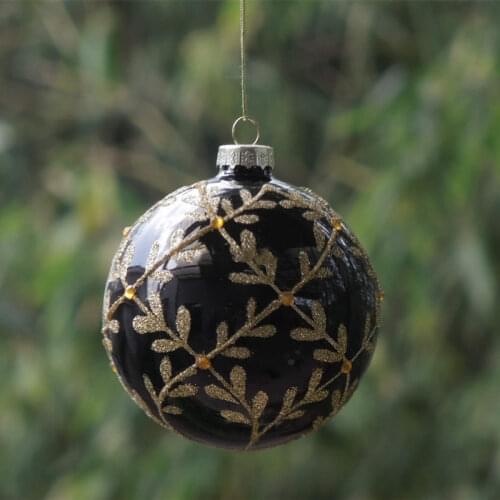 12pcs/pack Diameter=8cm Small Size Black Series Glass Ball Christmas Day Home Decoration Hanging Globe Tree Pendant