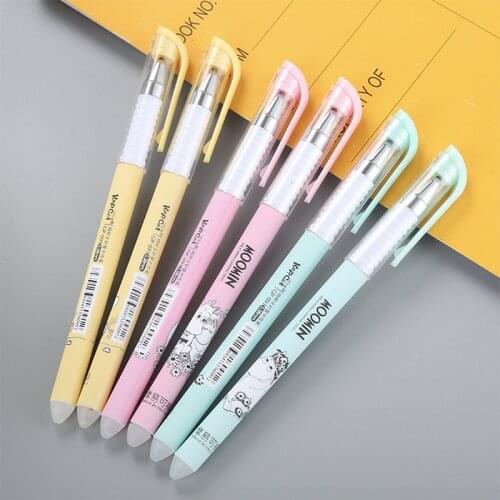 6Pcs/lot Kawaii Cartoon Cat Erasable Gel Pen Creative Stationery Cute Writing Handle Pens for Girl Students Nice School Supplies