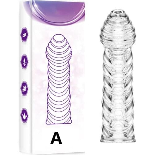 Delayed Condom Penis Enlargement Glans Expander Sex Toys Glans Protection Sleeve Ring Reusable Condom For Adult Men Sex Product