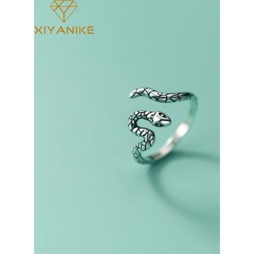 XIYANIKE 925 Sterling Silver Creative Geometric Snake Shape Ring All Crowds Simple Personality Jewelry Double Present Wholesale