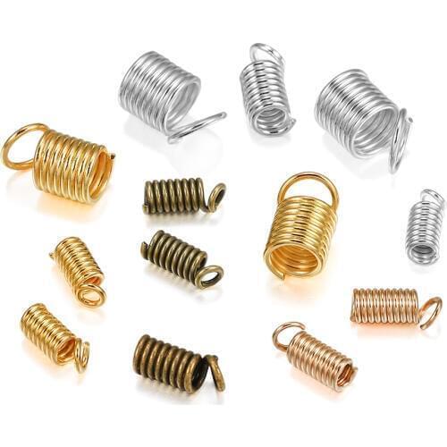 100pcs/lot Spring Clasps Cord Crimp End Caps Fastener Connectors For DIY Bracelet Necklace Jewelry Making Supplies Accessories