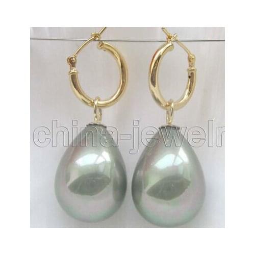Green south sea shell pearl earring- gold filled >Lovely Fine Nobility Ladys Womens Earrings