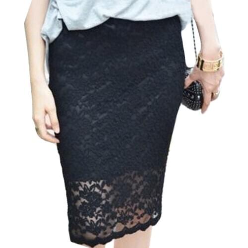 2020 New Fashion Elegant Lace Women Skirt Sexy Slim Black Size S M L XL XXL