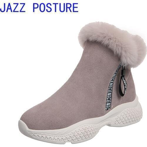 Womens winter zipper ankle boots, warm thick-soled boots, womens plush sneakers, casual shoes, flat shoes, womens shoes q581