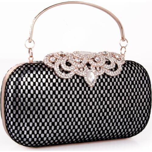 Women Clutch leatherette All Seasons Wedding Event/Party Formal Minaudiere Rhinestone Lace Plaid Snap Silver Gold