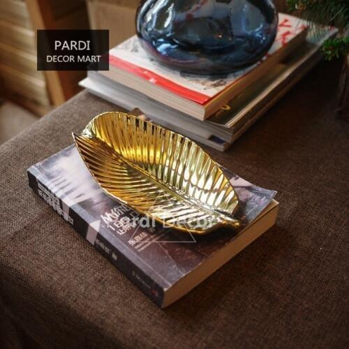 The golden banana leaf dish small ceramic ornaments / storage / decoration plate 1pc/lot