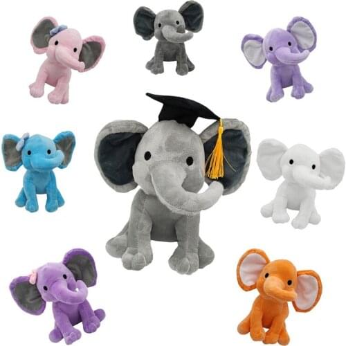 1pc 25cm Cute Elephant with Doctor Plush Dolls Stuffed Graduation Baby Elephant Soft Toy for Kids Girls Children Birthday Gifts