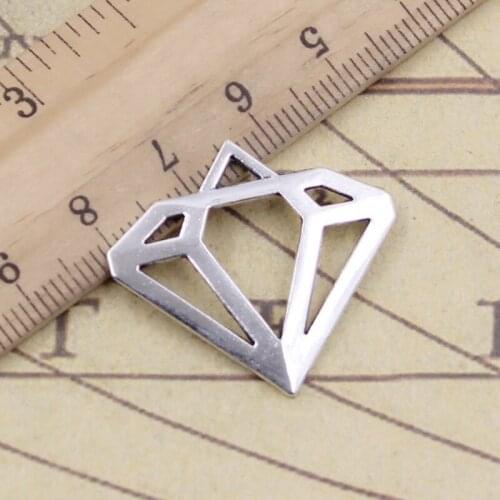 10pcs Charms Brilliant Diamonds Logo 28x30mm Tibetan Bronze Silver Color Pendants Antique Jewelry Making DIY Handmade Craft