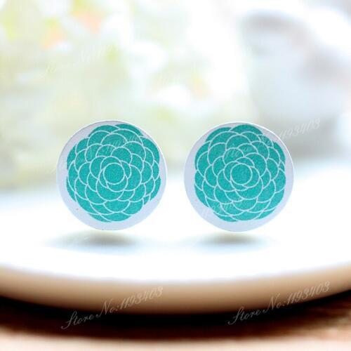 16mm Flower Round High Quality Photo Wood Laser Cut Cabochon to make Rings, Earrings,Bobby pin,Necklaces, Bracelets-(WEH-88)