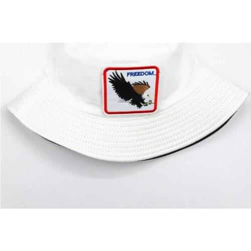 2021 Animal Embroidery Cotton Bucket Hat Fisherman Hat Outdoor Travel Hat Sun Cap Hats for Men and Women