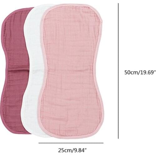3 Pcs Baby Muslin Burp Cloth Soft Comfortable Cotton Feeding Bibs Solid Color Absorbent Saliva Towel Infants Washcloth 69HE