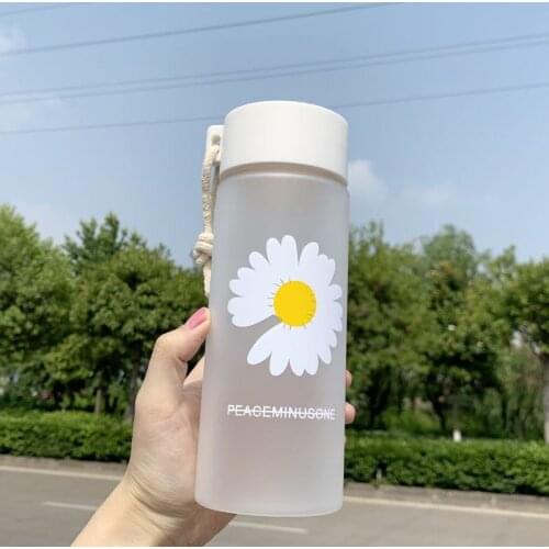 500ml Summer Matte Water Bottle For Kawaii Students Daisy Pattern Fashion Trendy Plastic Bottle For Girls Travel Water Bottles