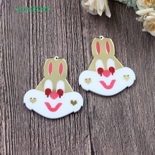 2pairs)65mm Acrylic Rabbit Earrings Drops Easter Pendants Rabbit Dangle EarringsEco-friendly Laser cut-AC1521