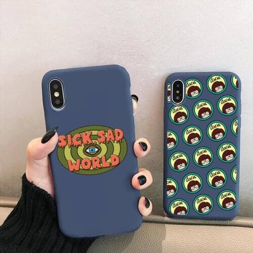 Sick Sad World Phone Case for iPhone 12 mini 11 Pro XS MAX X XR 7 8 6 Plus Candy Color blue Soft Silicone Cover