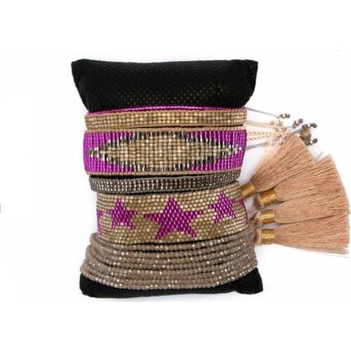 BLUESTAR Turkish Eye Bracelet MIYUKI Bracelet Star Jewelry Pulseras Femme Tassel Armband Handmade Woven