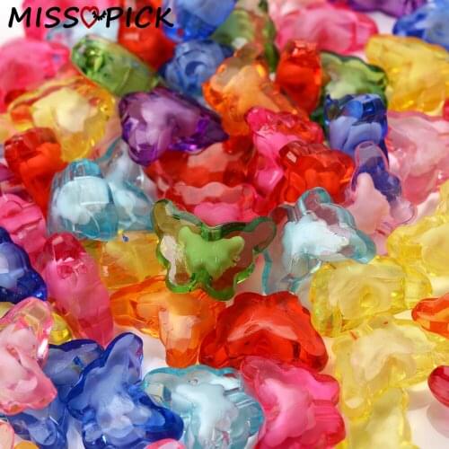 50pcs 15*12mm Colorful Transparent Butterfly Acrylic Beads Loose Spacer Beads for Jewelry Making DIY Bracelet Supplies Wholesale