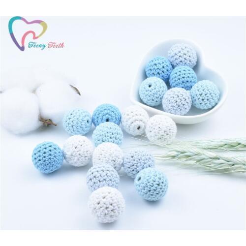 50 PCS 3-4 Colors MIX 16 MM Wooden Crochet Loose Beads DIY Wooden Teething Knitting Beads Jewelry Crib Sensory Toy Baby Teether