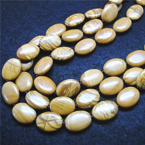 20PCS Nature Wooden Jasper Stone Loose DIY Beads 15.5' inches Length 15X20MM Jewelry Accessories And Findings For Women Necklace