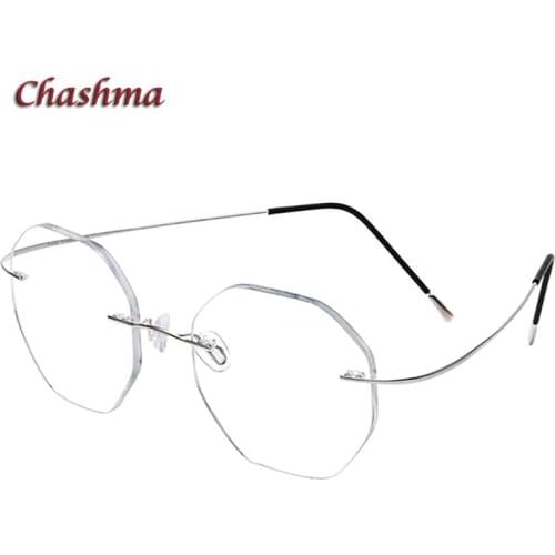 Chashma Rimless 2 g Frame Octagon Polygon Trend Eyeglasses Men Titanium Flexible Light Spectacles for Women