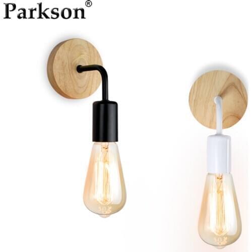 Wood Wall Lamp Retro Sconce Wall Lights Fixture Industrial Lighting E27 Bedside Lamp Dining Room Bedroom Light Home Indoor Decor