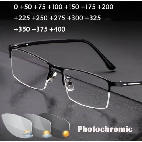 Outdoor Photochromic Reading Glasses Men Women UltraLight Sun Transition Hyperopia Presbyopia Glass FlexibleTitanium alloy +175