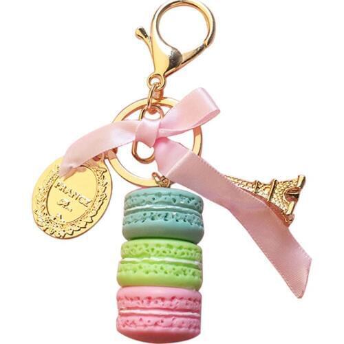 Cute Macaron Keychain fashion Cake Pendant Alloy Key Ring Holder Bag Purse Car charm Accessory Jewelry