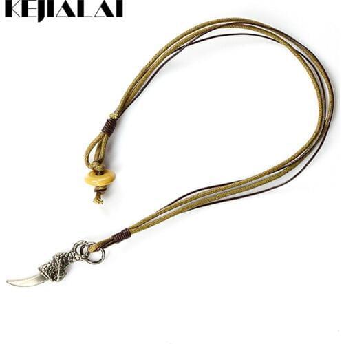 Fashion Jewelry Leather Rope Chain Pepper Pendant Necklace Chili Ox Horn Pendants for Women Men Punk Style Bestfriend Gift