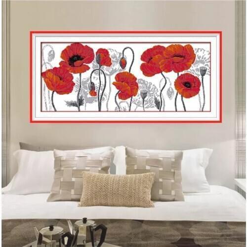 Beautiful flower Beginner Cross Stitch Kits Printed Canvas DMC Counted printed Cross-stitch set Embroidery Needlework Kit DIY