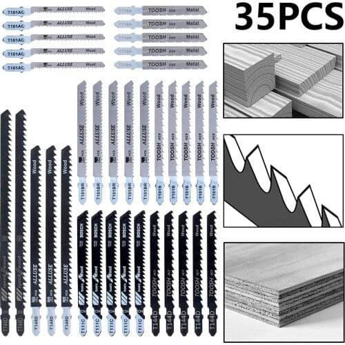35Pcs Jigsaw Blades Set T-Shaft HCS/HSS Assorted Jig Saw Blades for Wood Plastic Woodworking Tools Cutting cuchillas multi tool