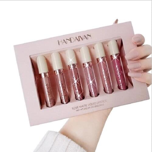 HANDAIYAN 6 Colors/box Matte Liquid Lipstick Kit Makeup Set Matt Nude Velvet Lip Gloss Lips Cosmetics Tint Lipgloss Waterproof