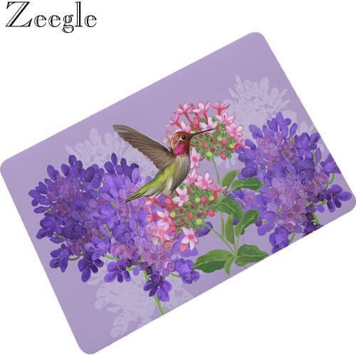 Zeegle Printed Brids Floor Mat Out Door Entrance Mat Rubber Non Slip Hallway Carpet Washable Foot Mat Living Room Soft Carpet
