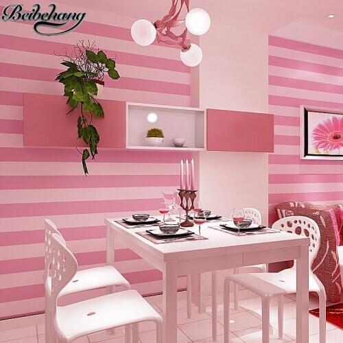 Beibehang vertical striped wallpaper modern minimalist pink princess girl childrens room cozy room Bedroom nonwoven wallpaper