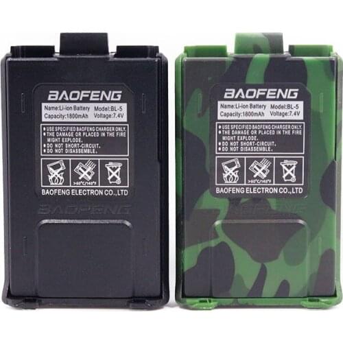 2Pcs Original BAOFENG UV-5R BL-5 1800mAh Li-ion Battery For Baofeng Walkie Talkie UV-5R UV-5RE Series Two Way Radio (Black/Camo)