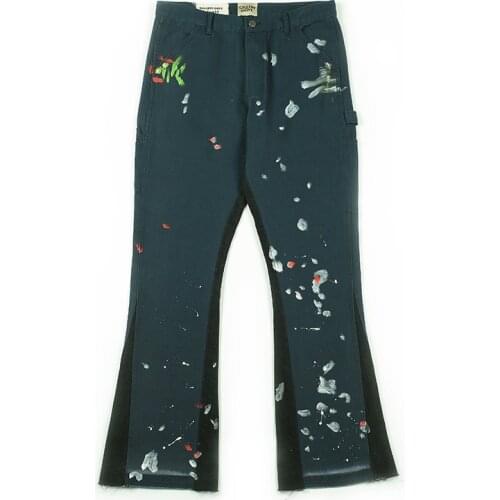 Autumn/Winter 2020 New Hand-Painted Graffiti High Street Retro Wide Feet Casual Jeans Trend