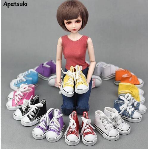 7.5cm Canvas Shoes For 1/4 BJD Doll & Mini Doll Shoes For 16 Inch Sharon Doll Boots Casual Flat Shoes For 1/3 Doll Accessories