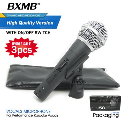 3pcs High Quality SM58SK Professional Dynamic Wired Microphone SM58S Cardioid Mic with Switch For Performance Live Vocal Karaoke