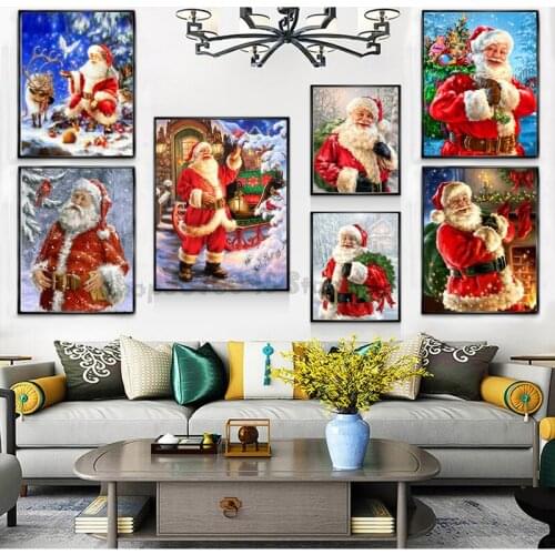Christmas Diamond Painting Santa Claus Full Square Embroidery Sale Diamond Art Winter Cross Stitch Rhinestones Home Decor TT5532