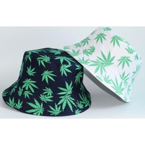 Spring unisex Couple Cotton Fishing Hat Hip Hop Caps Maple Leaf Panama Bucket Hat Sun Flat Top Fisherman Hats womens sun hat